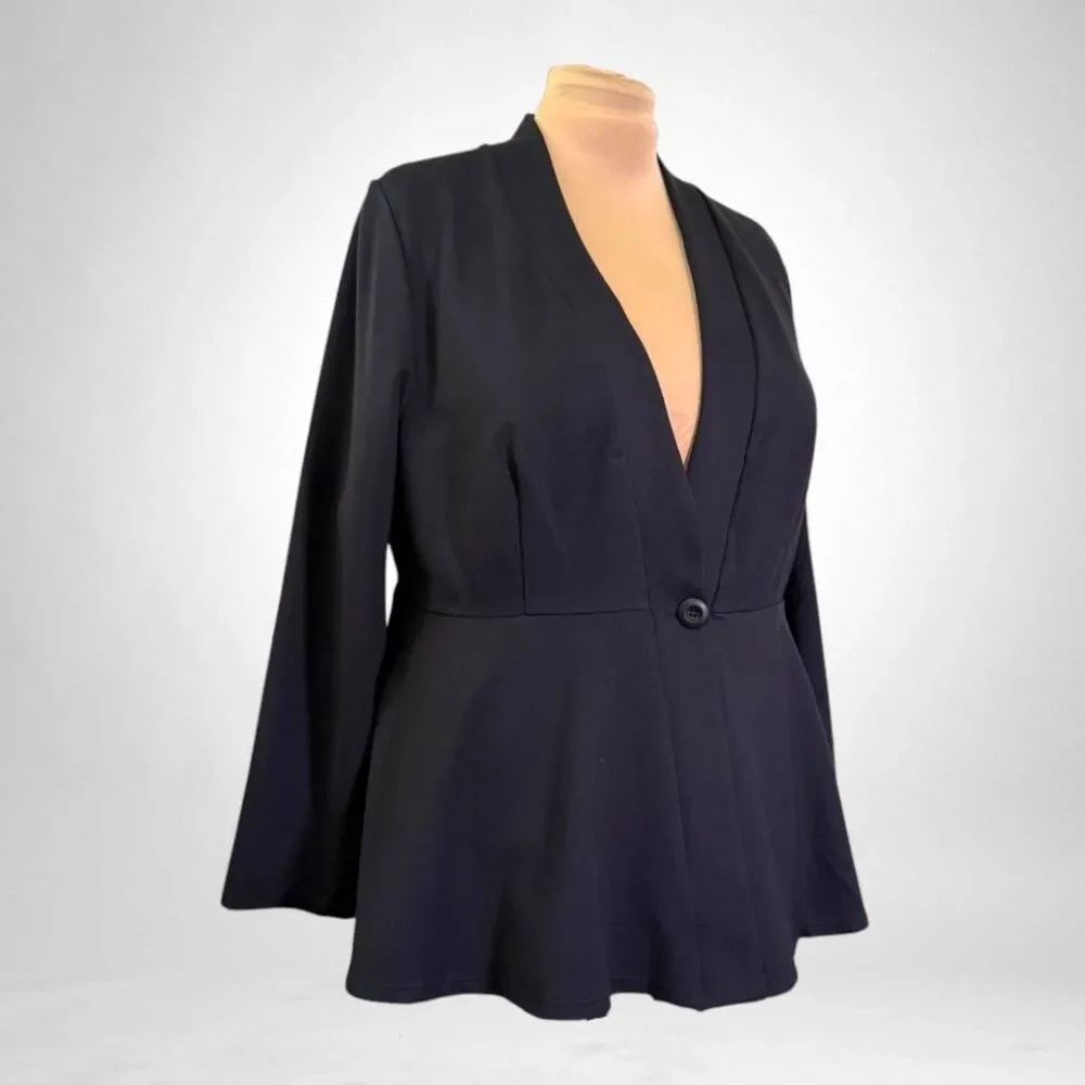 HALARA Plus Size V Neck Long Sleeve Peplum Jacket Blazer, NEW! Size 2X